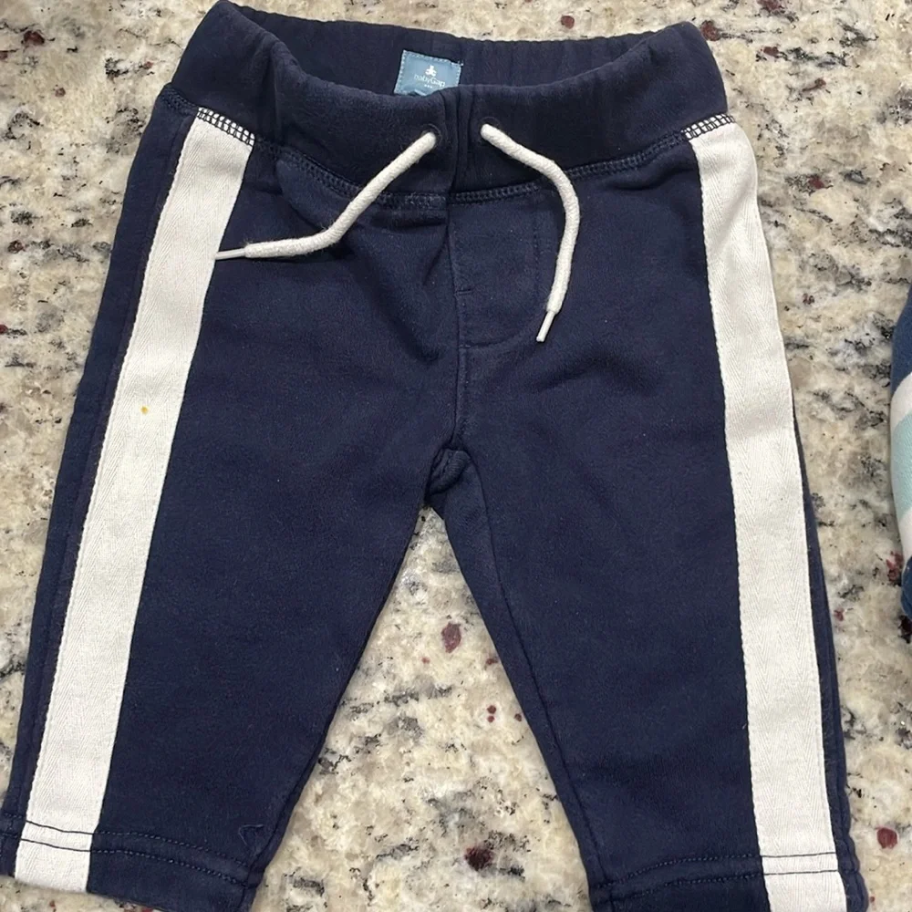 Striped Kids Shirt Blue & White Sz 18M & matching athletic drawstring pants 12M